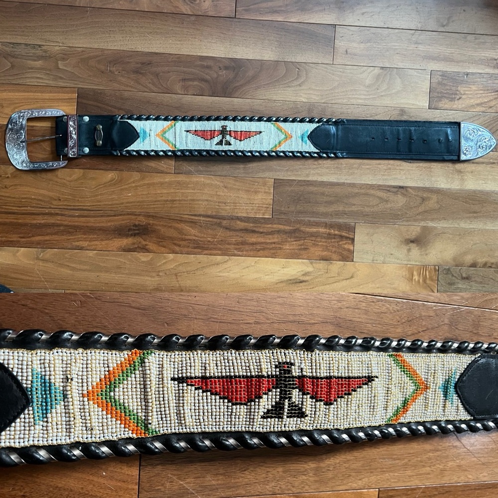 Vintage Al Beres Beaded Thunderbird Belt